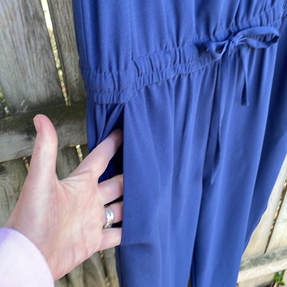 Cabi Sleeveless French Navy Jumpsuit drawstring pockets 303 M - Picture 7 of 15
